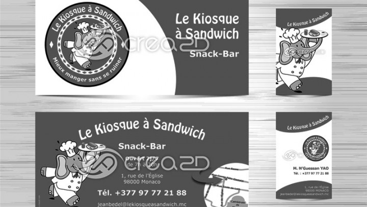 Flyer et carte de visite pour le Kiosque à Sandwich à Monaco