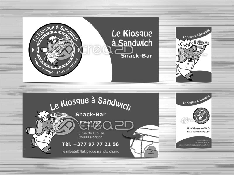 Flyer et carte de visite pour le Kiosque à Sandwich à Monaco
